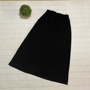 Liz Claiborne Black Jersey Knit Long Modest Midi Maxi Skirt Women’s Small Petite